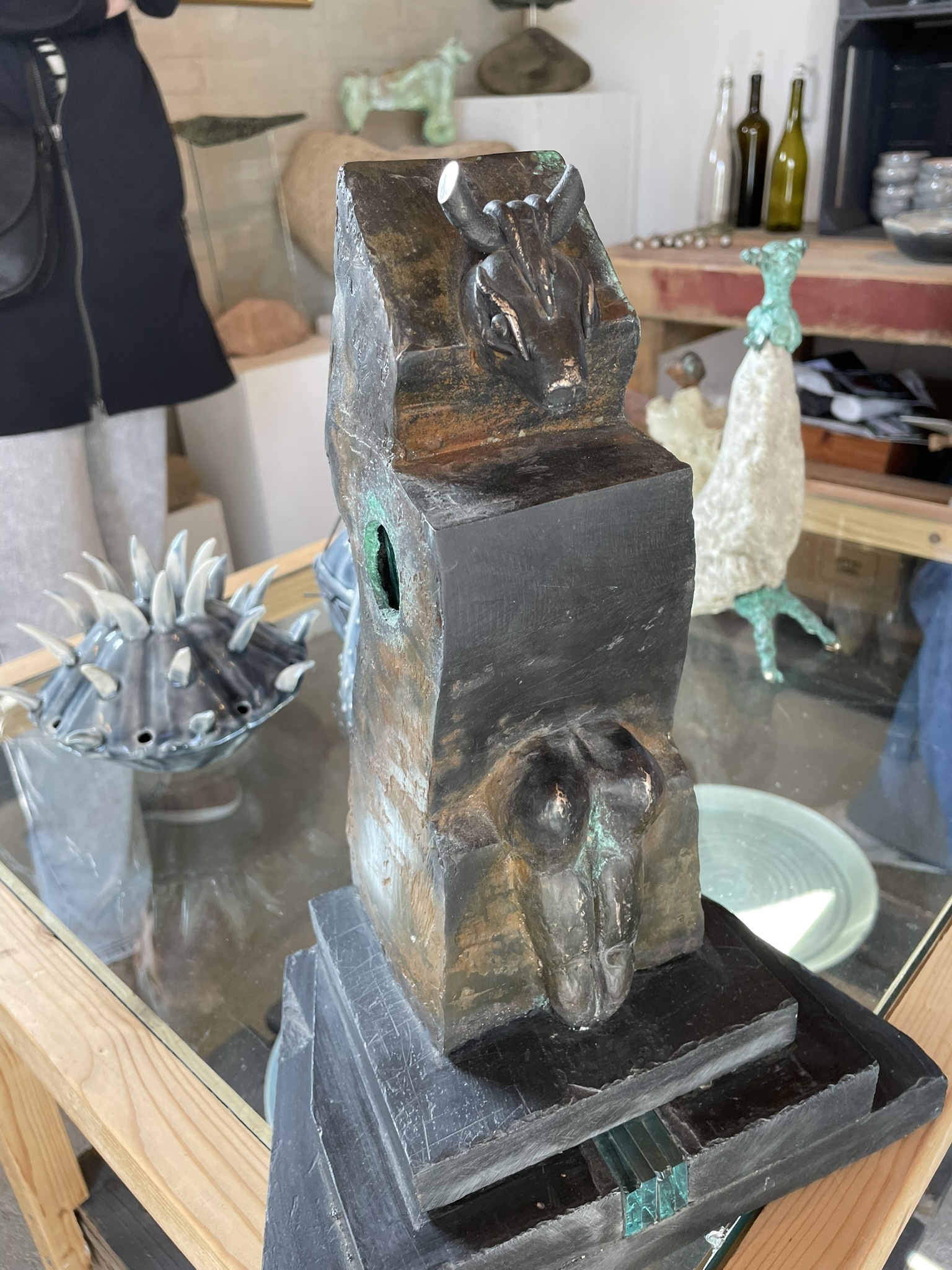 2. Rundstrøms - Skulptur Tyretårn i bronze, skiffer, glas