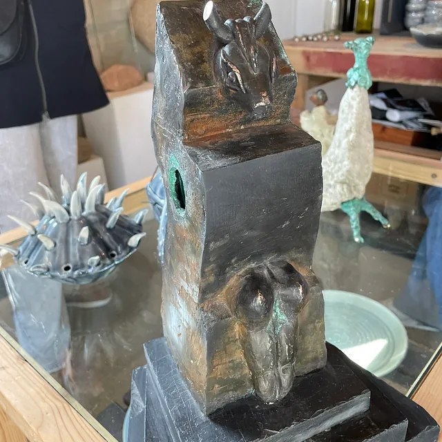 2. Rundstrøms - Skulptur Tyretårn i bronze, skiffer, glas